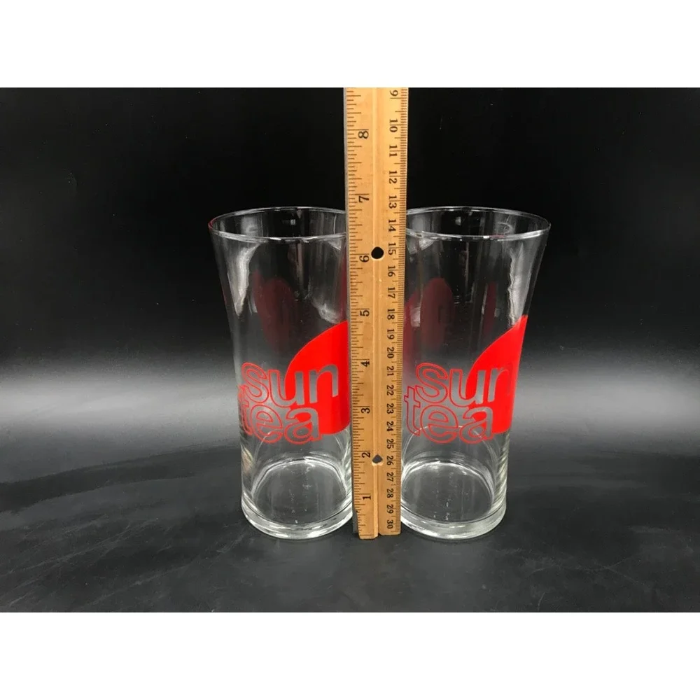 Vintage Sun Tea Tumblers Set Of 2 Drinking Glasses Iced Beverages Graphic